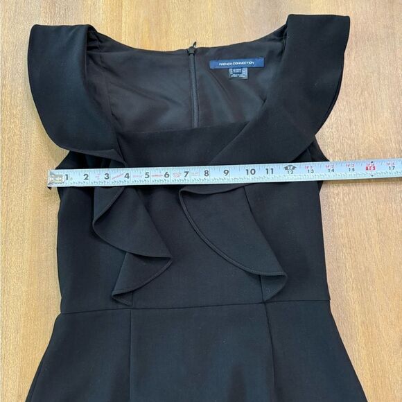 French Connection Whisper‎ Ruffle V-Neck Dress Black Size 2 - Picture 4 of 10